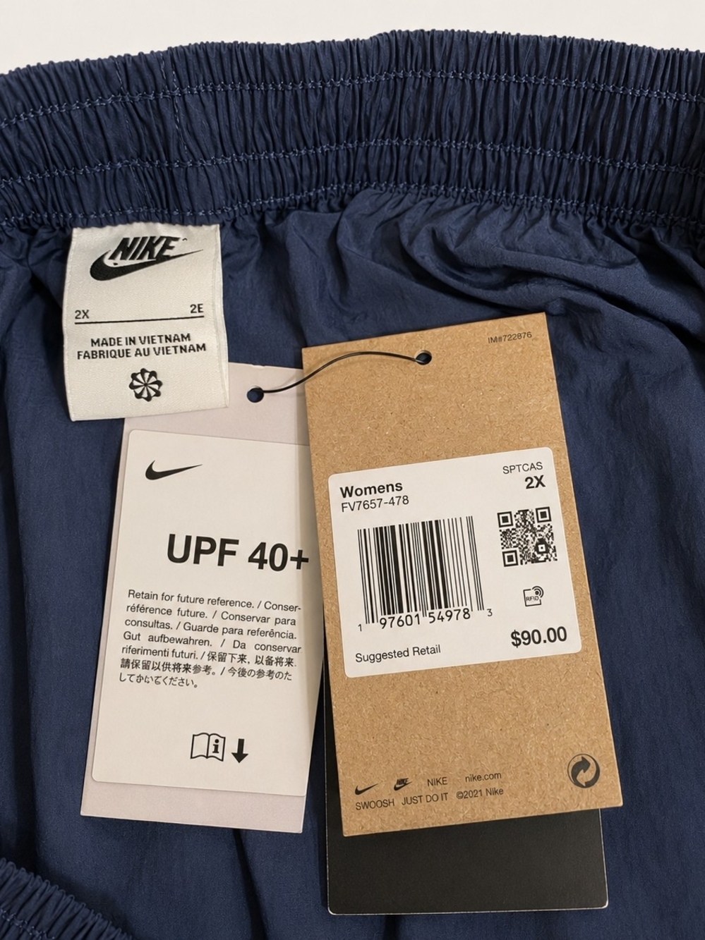 Nike Plus Size Navy Track Pants with White Piping - Picture 8 of 8